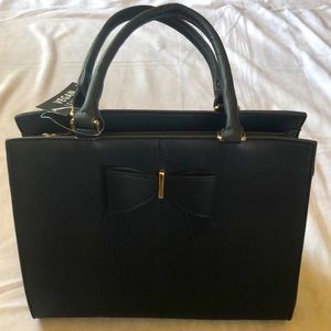 💖 Black Vegan Leather Satchel With Bow Brand New